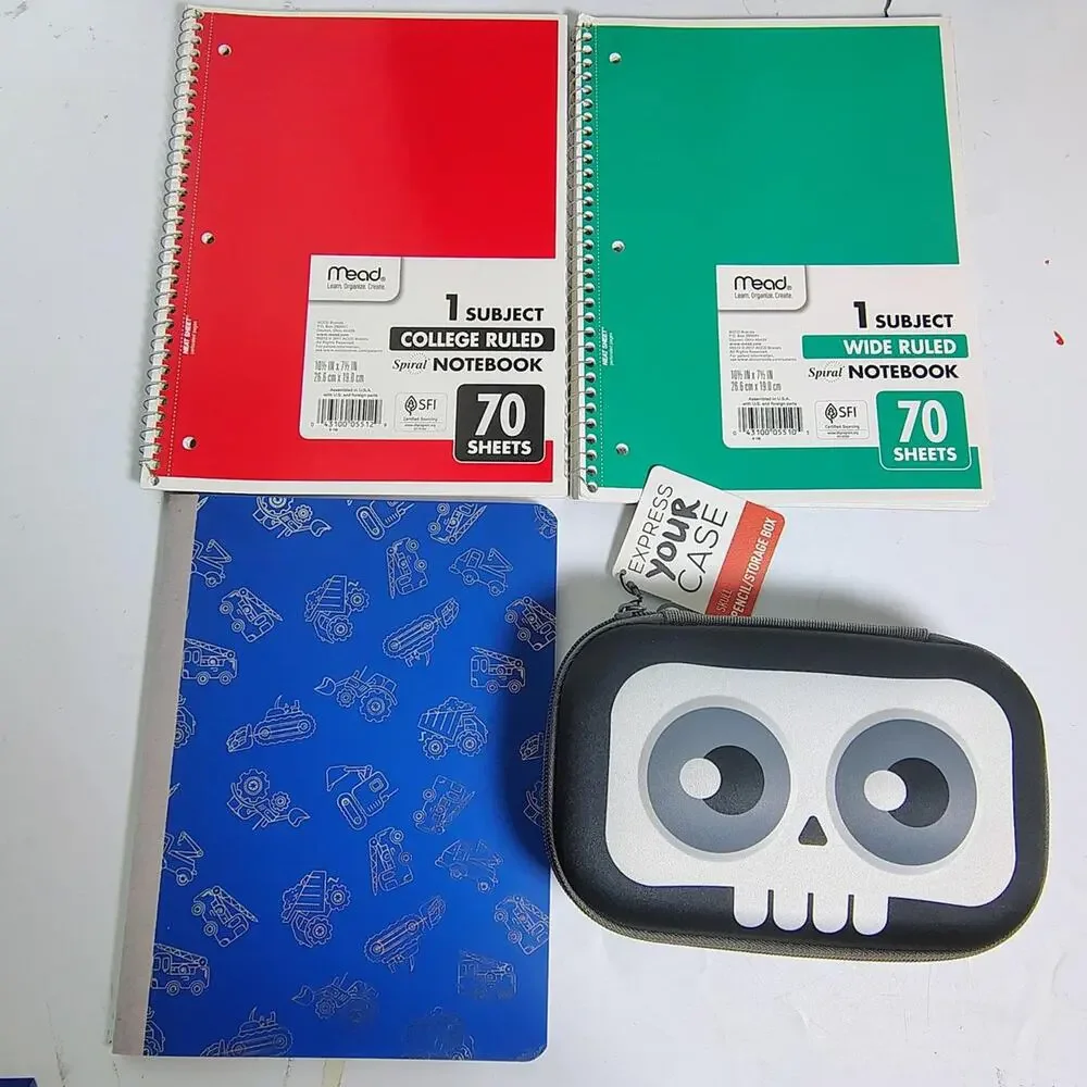 Back to School Supply Set - ZIPIT Skull Case, Mead Notebooks & Accessories